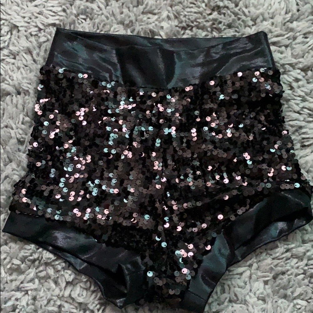 High waisted black dance shorts